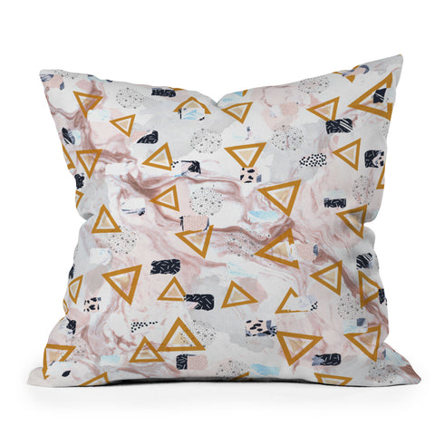 Marta Barragan Camarasa Marble shapes and triangles Outdoor Throw Pillow