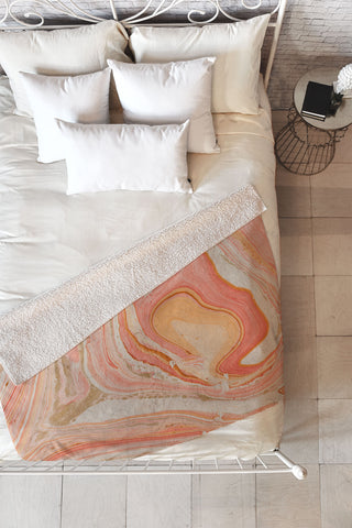 Marta Barragan Camarasa Marbled paper Fleece Throw Blanket