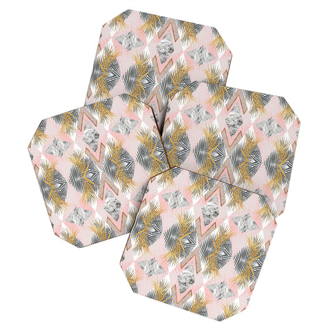 Marta Barragan Camarasa Marbled tropical geometric pattern 01 Coaster Set