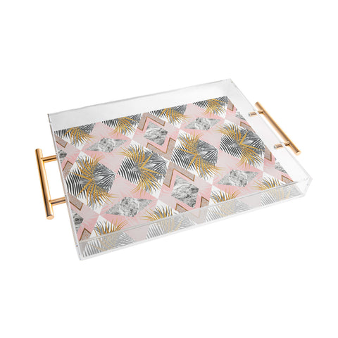 Marta Barragan Camarasa Marbled tropical geometric pattern 01 Acrylic Tray