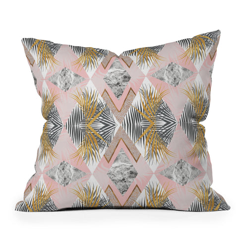 Marta Barragan Camarasa Marbled tropical geometric pattern 01 Outdoor Throw Pillow