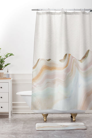 Marta Barragan Camarasa Marbling Mountains Shower Curtain And Mat