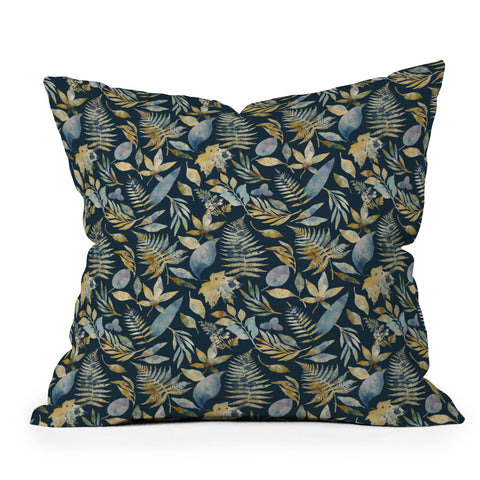 Marta Barragan Camarasa Midnight foliage bliss D Outdoor Throw Pillow