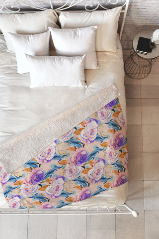 Marta Barragan Camarasa Mini dolphins in the florals P Fleece Throw Blanket