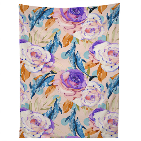 Marta Barragan Camarasa Mini dolphins in the florals P Tapestry