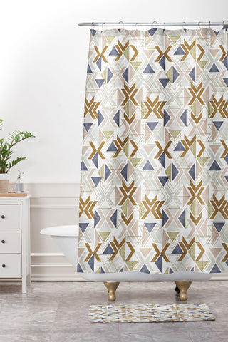 Marta Barragan Camarasa Modern geometric boho 3S Shower Curtain And Mat