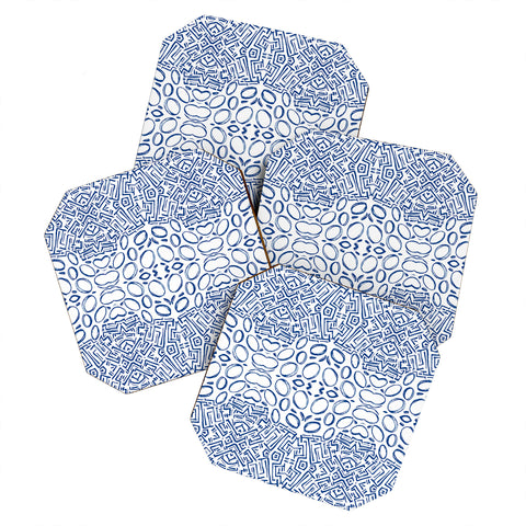 Marta Barragan Camarasa Mosaic brush strokes indigo Coaster Set