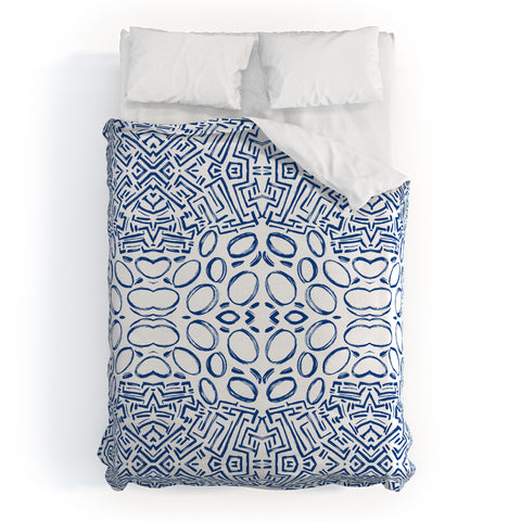 Marta Barragan Camarasa Mosaic brush strokes indigo Duvet Cover