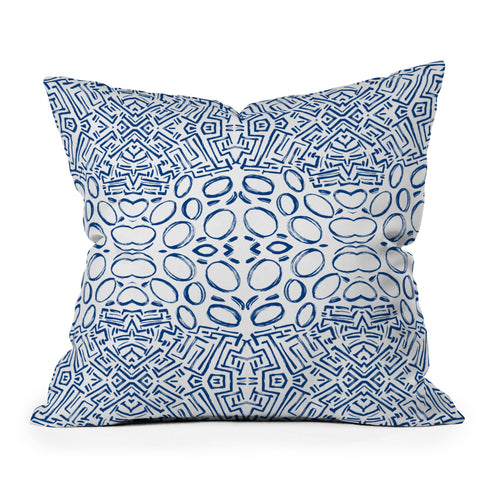 Marta Barragan Camarasa Mosaic brush strokes indigo Outdoor Throw Pillow