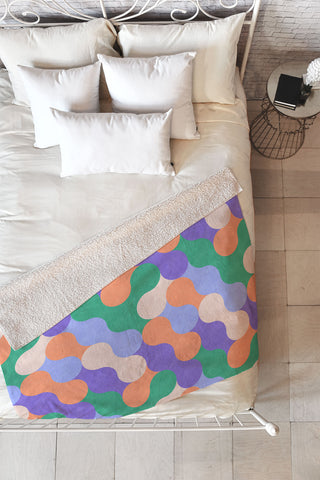 Marta Barragan Camarasa Mosaic retro colorful MD Fleece Throw Blanket