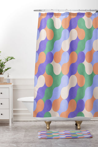 Marta Barragan Camarasa Mosaic retro colorful MD Shower Curtain And Mat