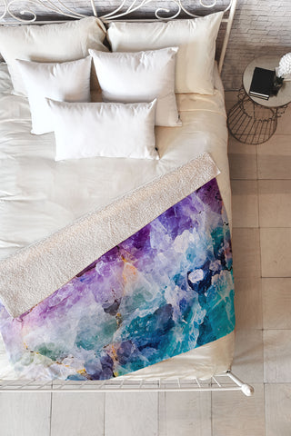 Marta Barragan Camarasa Multicolor quartz texture Fleece Throw Blanket