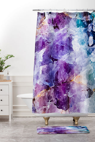 Marta Barragan Camarasa Multicolor quartz texture Shower Curtain And Mat
