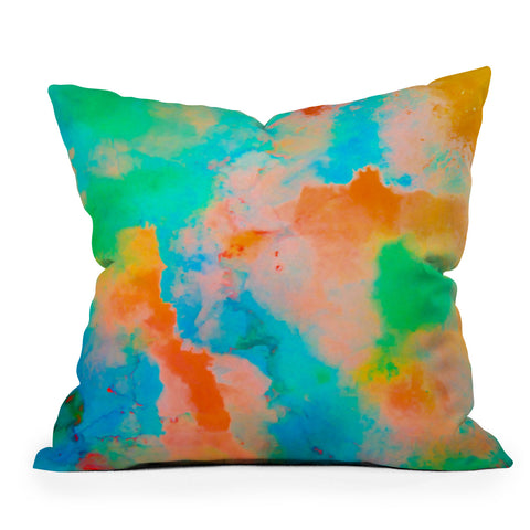 Marta Barragan Camarasa Multicolored watercolor stains Outdoor Throw Pillow