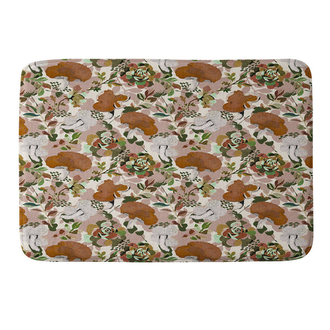 Marta Barragan Camarasa Mushrooms flowery meadow Memory Foam Bath Mat