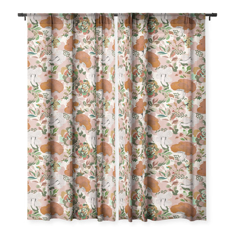 Marta Barragan Camarasa Mushrooms flowery meadow Sheer Non Repeat