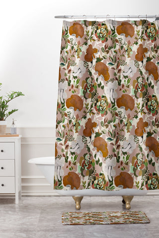 Marta Barragan Camarasa Mushrooms flowery meadow Shower Curtain And Mat
