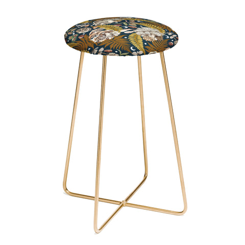 Marta Barragan Camarasa Mushrooms in the lunar night Counter Stool
