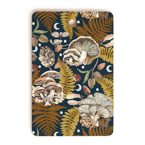 Marta Barragan Camarasa Mushrooms in the lunar night Cutting Board Rectangle