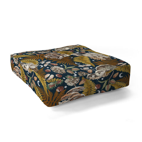 Marta Barragan Camarasa Mushrooms in the lunar night Floor Pillow Square