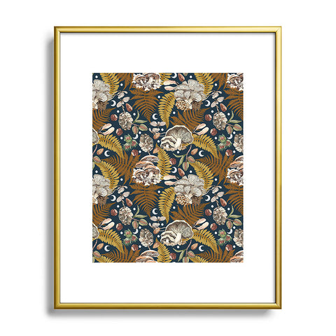 Marta Barragan Camarasa Mushrooms in the lunar night Metal Framed Art Print