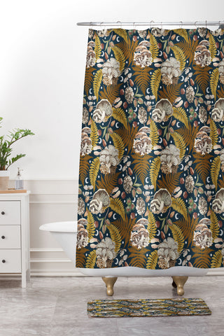 Marta Barragan Camarasa Mushrooms in the lunar night Shower Curtain And Mat
