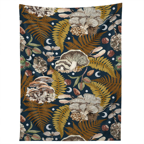 Marta Barragan Camarasa Mushrooms in the lunar night Tapestry