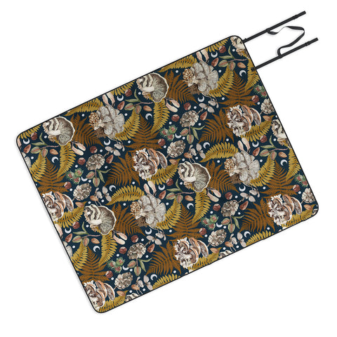 Marta Barragan Camarasa Mushrooms in the lunar night Picnic Blanket