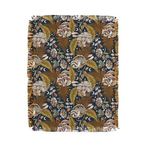 Marta Barragan Camarasa Mushrooms in the lunar night Throw Blanket