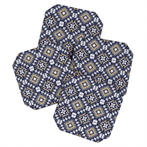 Marta Barragan Camarasa Mystic Tribal of Gold and Blue Coaster Set
