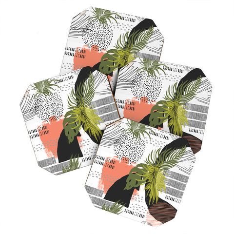 Marta Barragan Camarasa Nature abstract with strokes Coaster Set