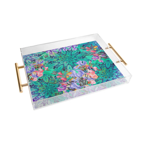 Marta Barragan Camarasa Nature among blue mandalas Acrylic Tray