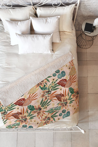 Marta Barragan Camarasa Nice tropical floral jungle 2 Fleece Throw Blanket