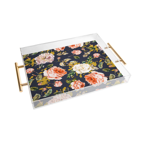 Marta Barragan Camarasa Night garden brushstrokes Acrylic Tray