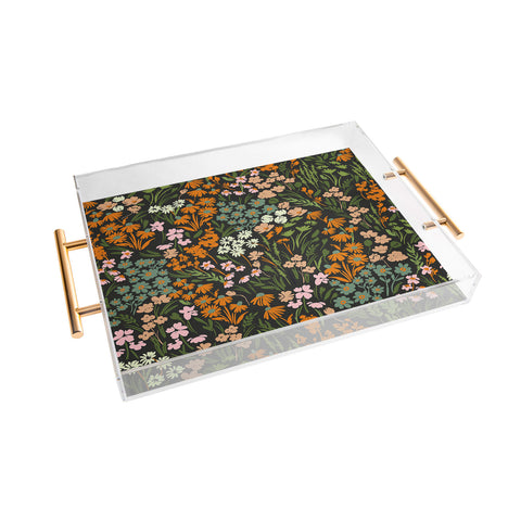 Marta Barragan Camarasa Night in the flowered meadow Acrylic Tray