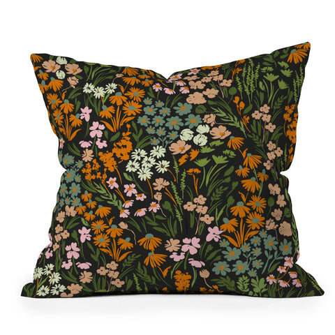 Marta Barragan Camarasa Night in the flowered meadow Outdoor Throw Pillow