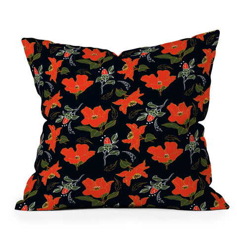 Marta Barragan Camarasa Night red bloom Outdoor Throw Pillow