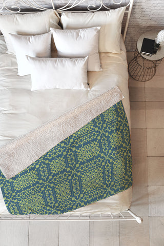 Marta Barragan Camarasa Nostalgic Grid Design Fleece Throw Blanket