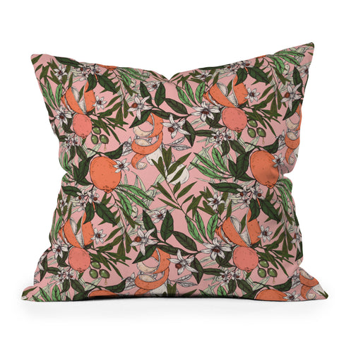 Marta Barragan Camarasa Olives in the orange flowers Outdoor Throw Pillow