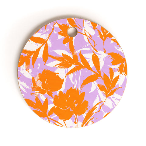 Marta Barragan Camarasa Orange garden on lavender Cutting Board Round