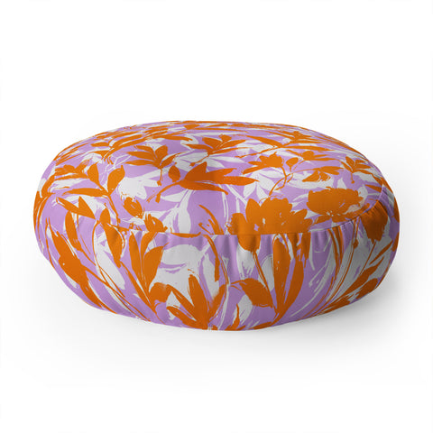 Marta Barragan Camarasa Orange garden on lavender Floor Pillow Round