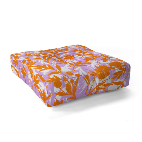 Marta Barragan Camarasa Orange garden on lavender Floor Pillow Square