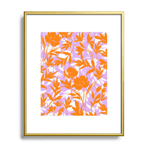 Marta Barragan Camarasa Orange garden on lavender Metal Framed Art Print