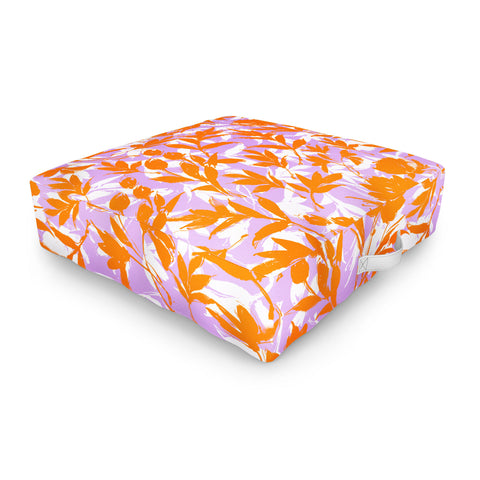 Marta Barragan Camarasa Orange garden on lavender Outdoor Floor Cushion