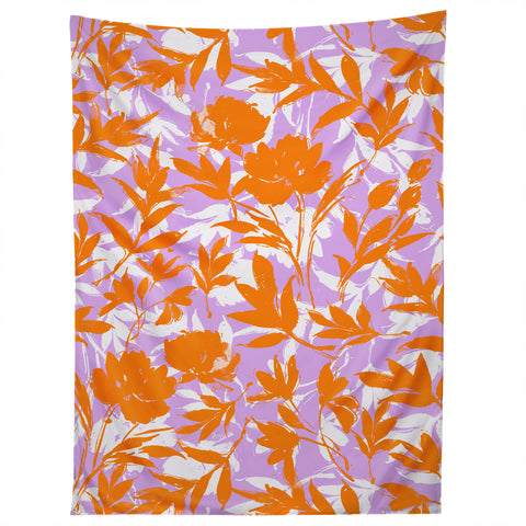 Marta Barragan Camarasa Orange garden on lavender Tapestry