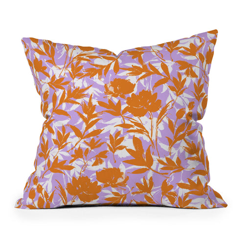 Marta Barragan Camarasa Orange garden on lavender Throw Pillow