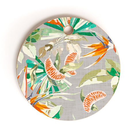 Marta Barragan Camarasa Orange in the palms jungle 201 Cutting Board Round