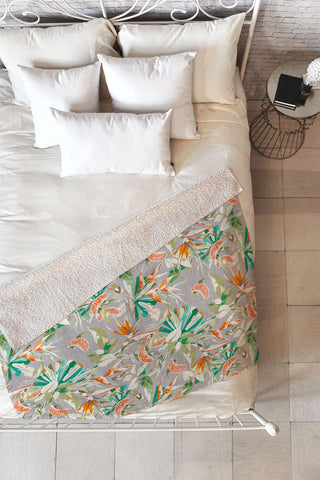 Marta Barragan Camarasa Orange in the palms jungle 201 Fleece Throw Blanket
