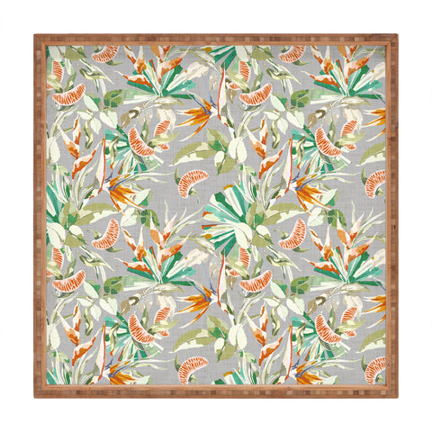 Marta Barragan Camarasa Orange in the palms jungle 201 Square Tray