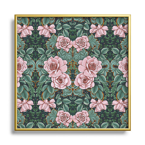 Marta Barragan Camarasa Ornate Vintage Rose Garden Square Metal Framed Art Print